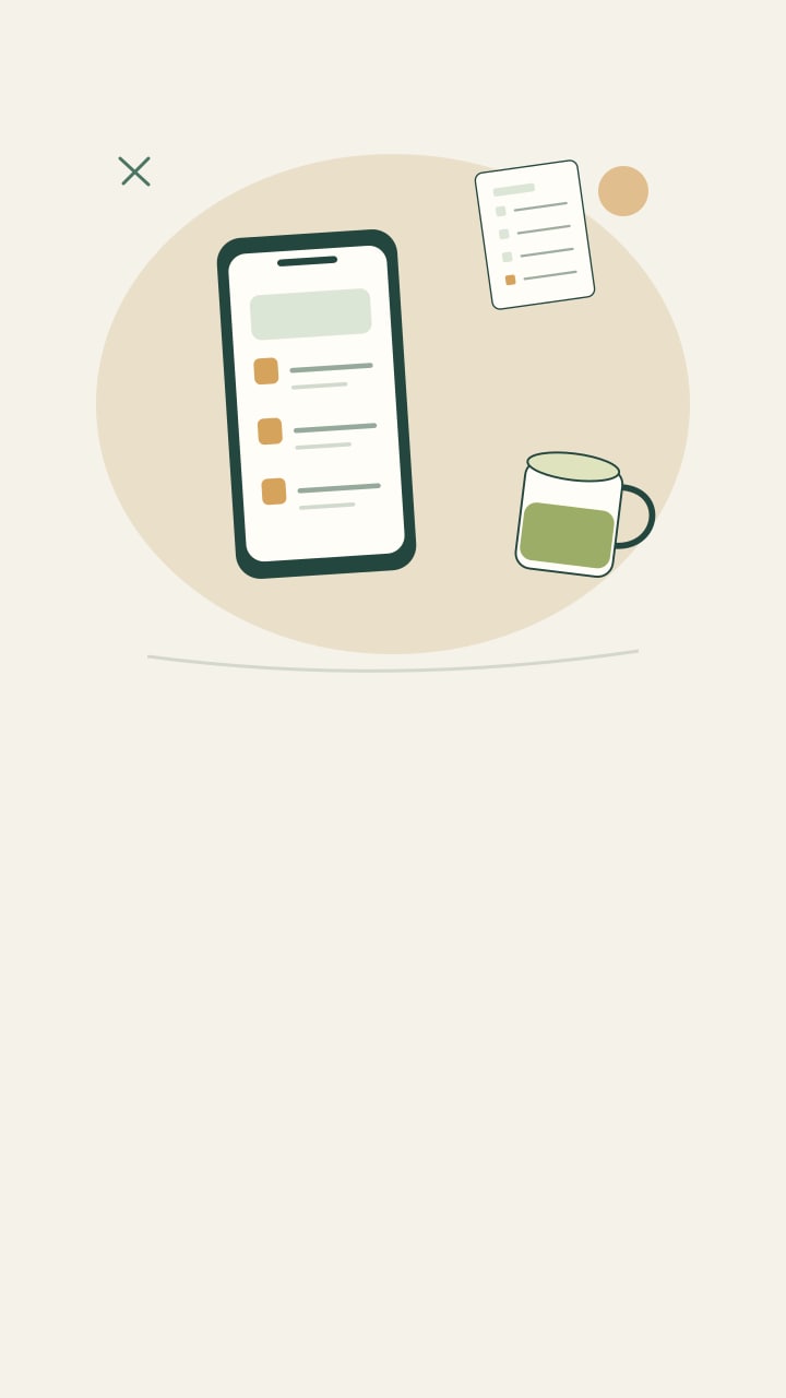 Phone showing a conceptual text menu