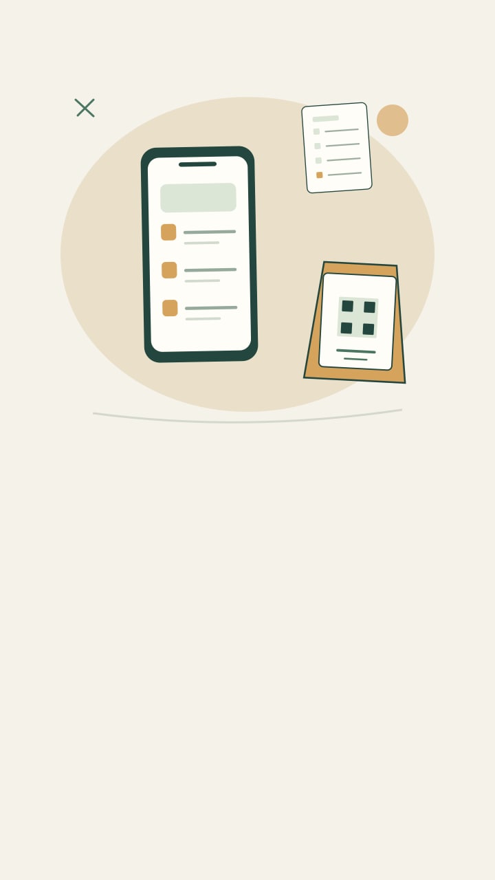 A link connecting a menu page to a conceptual QR symbol