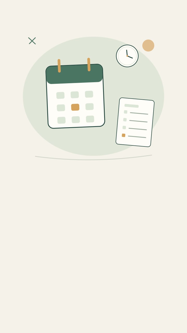 Action card paired with a calendar