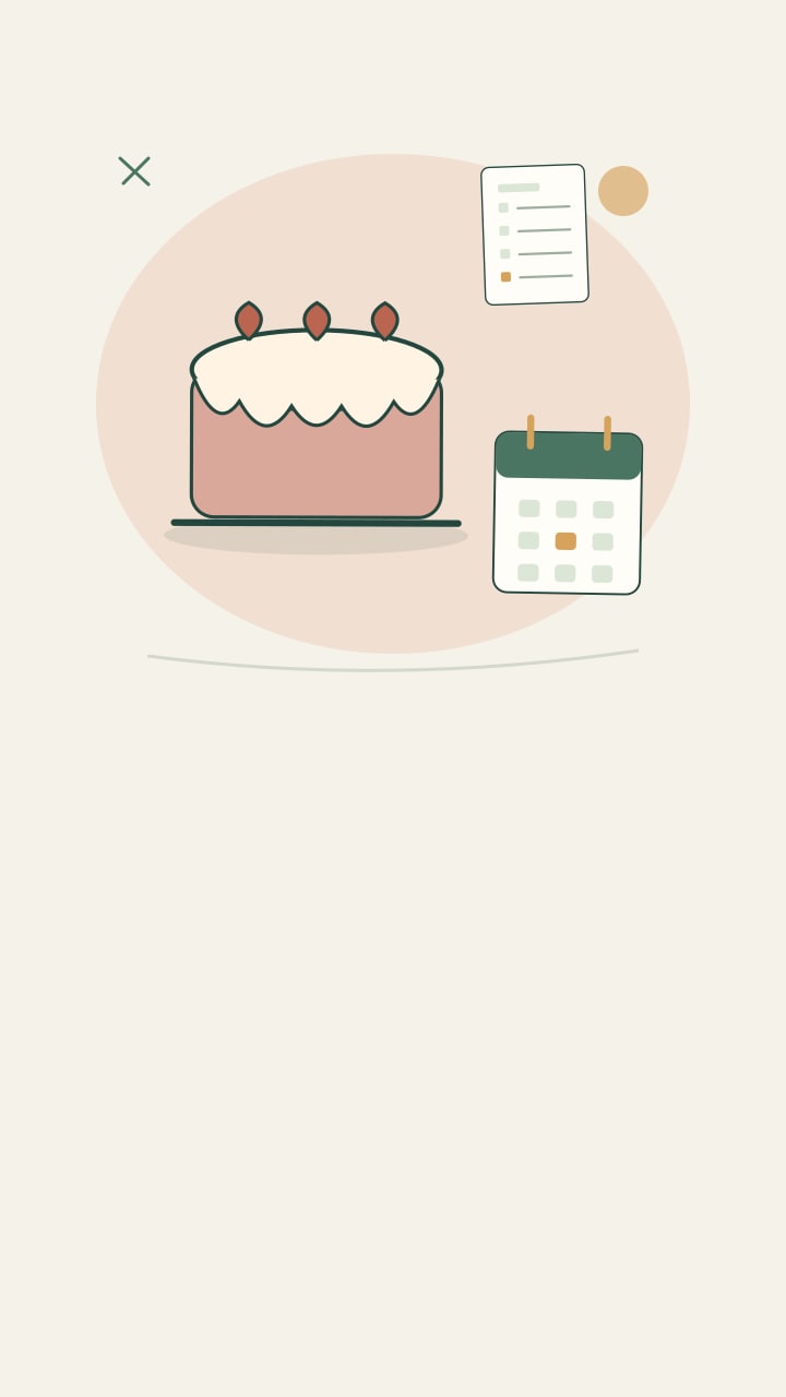 Cake order beside a date and quote checklist