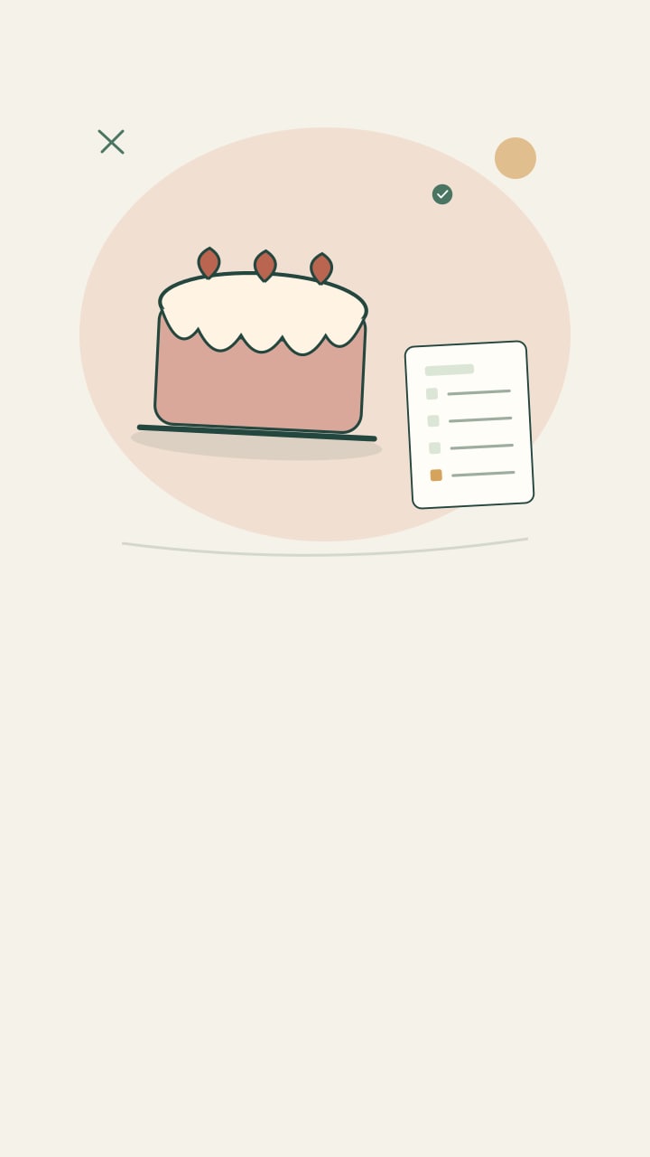 Confirmed order card beside a boxed cake