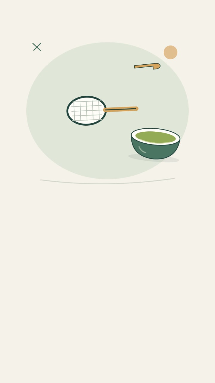 A suitable bowl, sieve and measuring spoon arranged on a worktop