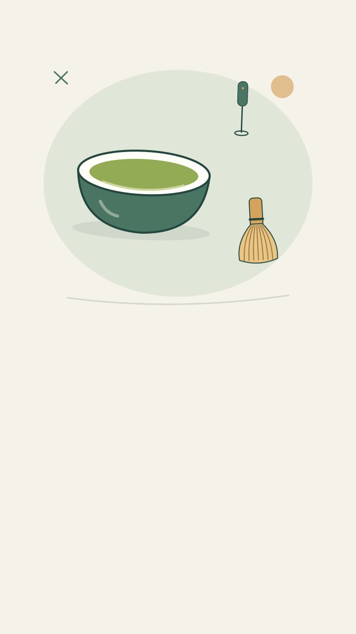 Three illustrated matcha setup choices